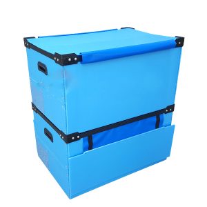 mặt đáy mặt cạnh mặt bên Thùng nhựa danpla thường màu xanh dương nắp đôi xếp chồng