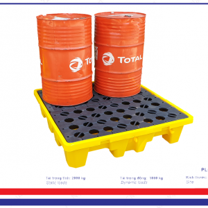 Pallet nhựa chống tràn dầu loại 4 thùng phuy